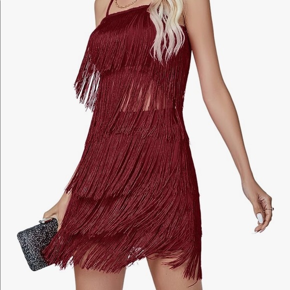 RED FRINGE DRESS - Picture 5 of 6
